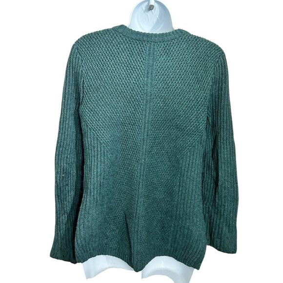 Madewell Sophia Heather Spruce Ribbed Sweater Sz S Hexcomb Texture Knit Pullover - Picture 4 of 5
